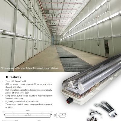 Industrial Explosion Proof Fluorescent Fixture | ATEX/IECEx Approved | Anti-Corrosive, High CRI, IP66 for Hazardous Zones