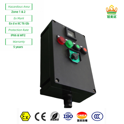 Exproof Flameproof नियंत्रण स्टेशन पैनल बॉक्स Ex e पूरे प्लास्टिक ((GRP) अनुकूलन योग्य IP66 220v 380V 10A
