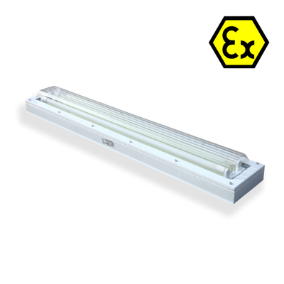 Industrial Explosion Proof Fluorescent Fixture | ATEX/IECEx Approved | Anti-Corrosive, High CRI, IP66 for Hazardous Zones