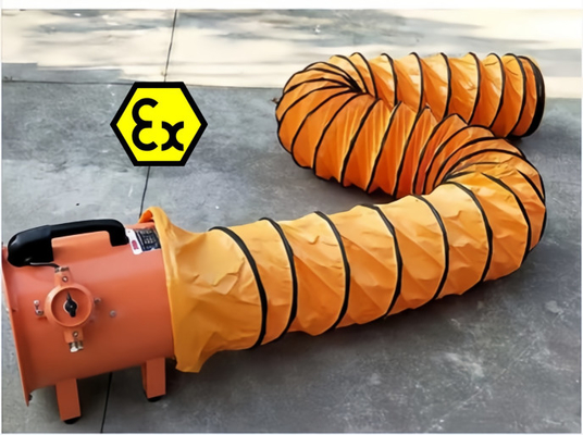 ATEX प्रमाणित RPM 2800 पोर्टेबल विस्फोट-प्रूफ वेंटिलेशन फैन – खतरनाक जोन 1 / डिवीजन 1, T1~T4 वर्गीकृत वातावरण के लिए ज्वाला-प्रूफ डिज़ाइन