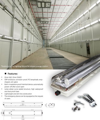 Industrial Explosion Proof Fluorescent Fixture | ATEX/IECEx Approved | Anti-Corrosive, High CRI, IP66 for Hazardous Zones
