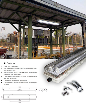 Industrial Explosion Proof Fluorescent Fixture | ATEX/IECEx Approved | Anti-Corrosive, High CRI, IP66 for Hazardous Zones