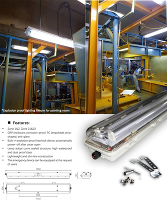 Industrial Explosion Proof Fluorescent Fixture | ATEX/IECEx Approved | Anti-Corrosive, High CRI, IP66 for Hazardous Zones