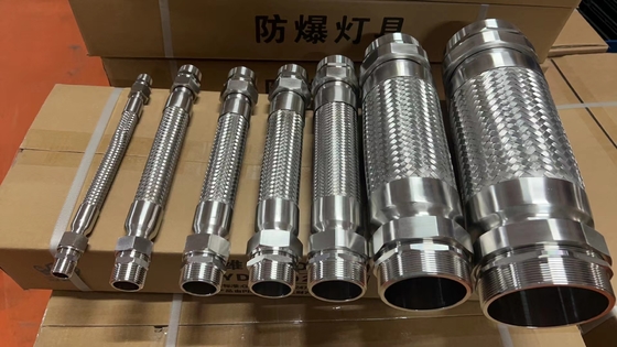 ATEX/IECEx Ex d विस्फोट-प्रूफ लचीला नाली - ½″ PVC-लेपित स्टेनलेस स्टील, जोन 1/2 और 21/22 के लिए IP66