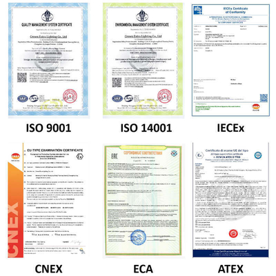 फ्लैंज माउंट विस्फोट प्रूफ हाई बे ATEX IECEx RoHS खतरनाक क्षेत्रों के लिए प्रमाणित