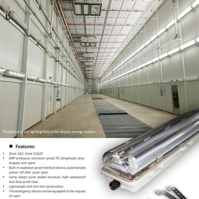 ATEX प्रमाणित विस्फोट प्रूफ T5 एलईडी फिक्स्चर 18W और 36W ट्यूब, तेल और गैस और रासायनिक के लिए IP66 जलरोधक